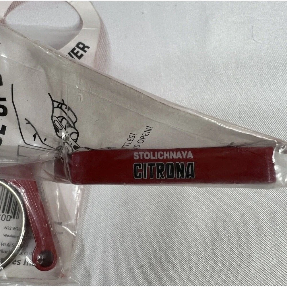 2 Stolichnaya Citrona Red Beverage Bottle Openers with Keyrings Boelter USA